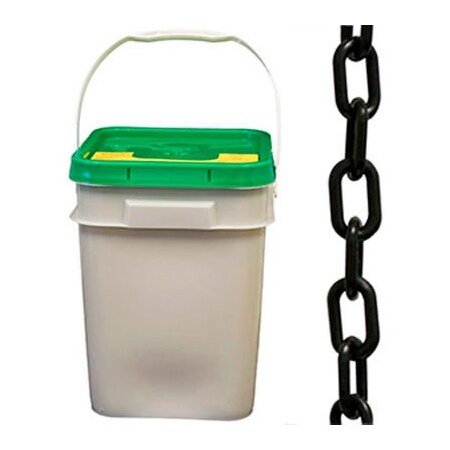 Gec Mr. Chain Heavy Duty Plastic Chain Barrier In A Pail, 2inx120'L, Black 51003-P